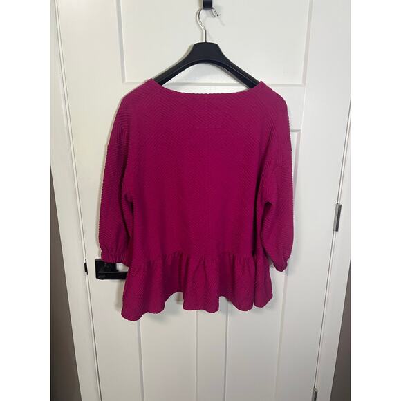 Anthropologie Maeve Pink Mikayla Peplum Top Size Womens Large Blouse Preppy - Picture 8 of 10